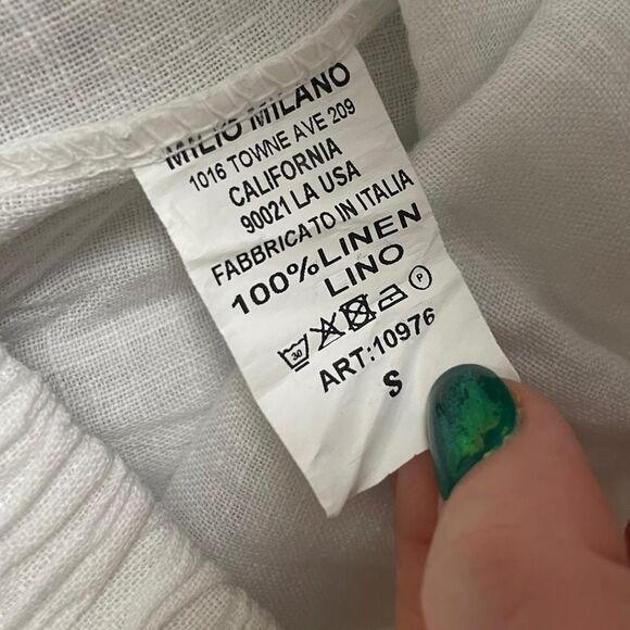 Milio Milano White Linen Wide Leg Layered Tunic Skirt Pants Elastic Italy Sz S - Picture 6 of 6